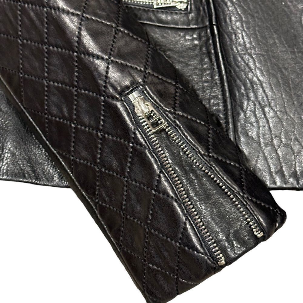 Dawn Levy Black Quilted Genuine Leather Moto Jacket Size Small - Picture 5 of 8
